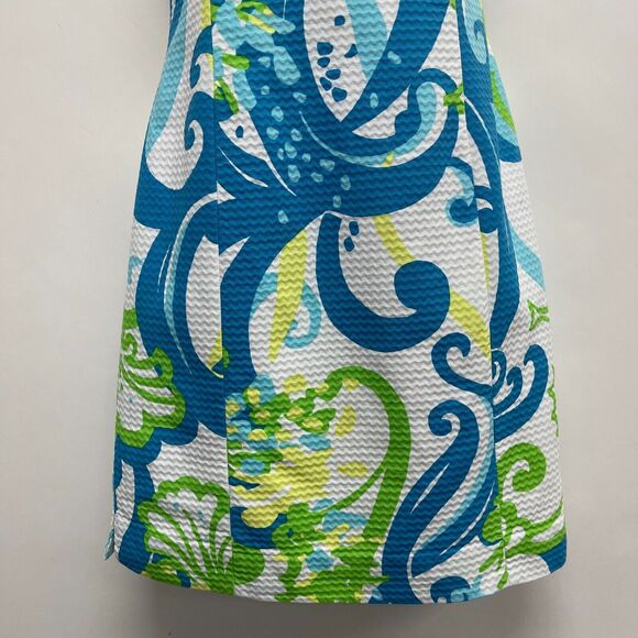 Lilly Pulitzer Women's Dress Size 00 White Green Blue Gold Sleeveless - Picture 3 of 7